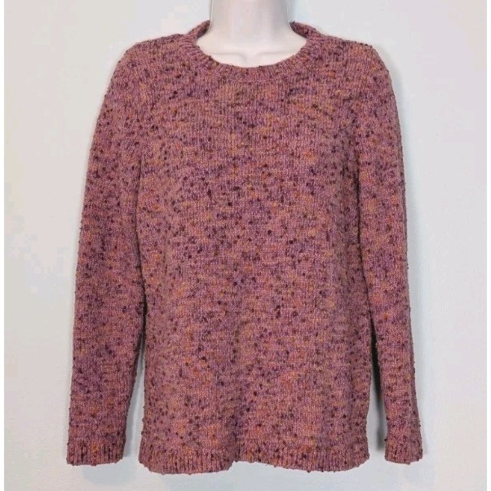 J. Jill Purple Confetti Sweater Women's XS Petite Crew Neck Pullover Long Sleeve
